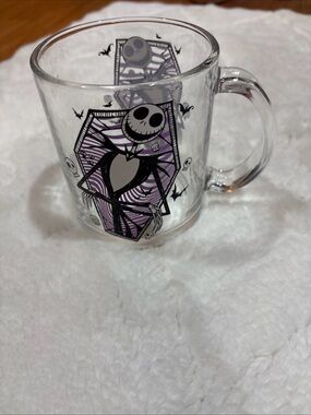 Disney Jack Skellington Mug Clear Glass Double Sided From Nightmare Before...